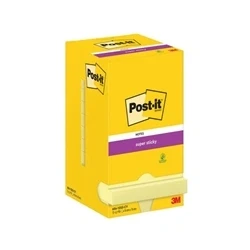 Image of Post it Super Sticky Note 76x76mm 90 Sheets Canary Yellow (Pack of 12)