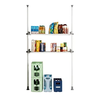 Image of WENKO 50612100 Telescopic clothes rack system Herkules Twin adjustable organisation system, Steel, 73 120 x 165 300 42.5 cm, White