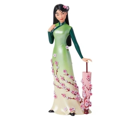 Image of Enesco Disney Showcase Mulan Leaning on an Umbrella Botanical Figurine, 8.03 Inch, Multicolor