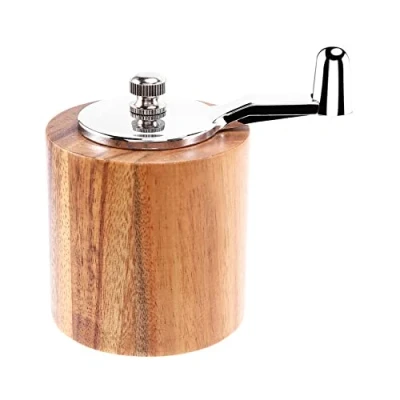 Image of Jcevium Salt and Pepper Mill, Hand Crank Wood Grinder Shaker with Handle Adjustable Ceramic Rotor