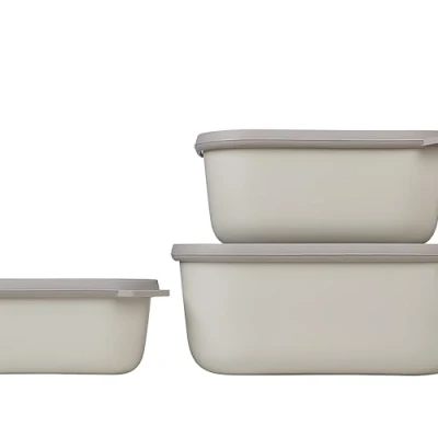 Image of Mepal Multi Bowl Cirqula 3 Piece Set Food Storage Container with Lid Suitable as Airtight Box for Fridge &amp; Freezer, Microwave Servable Dish 750, 1500, 3000ml Nordic Sage