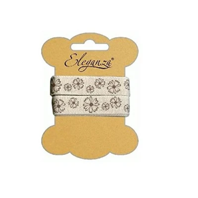 Image of Eleganza Craft Ribbon Dappled Flowers Natural Linen 2m x 15mm
