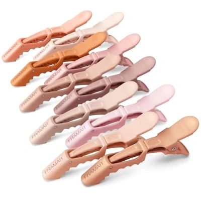 Image of FRAMAR Neutral Crocodile Clips Hair Sectioning For Styling, Hairdressing Hair, Alligator Clip, Cute Women, Styling Clips, Hairdresser 10 Pk