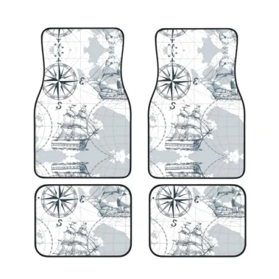 Image of Nautical Sailboat Map Print Universal Carpet Floor Mats,Anti Slip Cushion Car Mats, Fit for SUV,Vans,sedans,Trucks