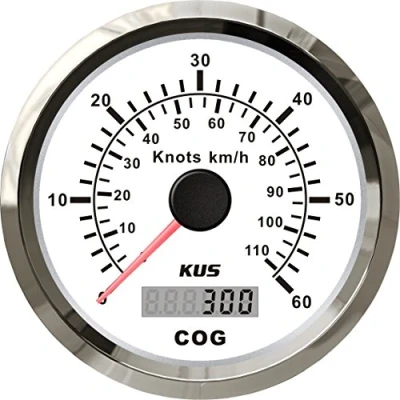 Image of KUS GPS Speedometer Odometer Gauge 60Knots 110KM/H For Boat Yachts 85mm With Backlight (White)