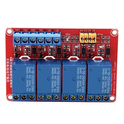 Image of Relay Board, Keenso Module 4 Channel with Optocoupler Low Level Trigger Expansion Board for Arduino 5V/12V/24V (5V)