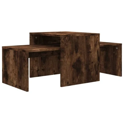 Image of vidaXL Coffee Table Set Smoked Oak 100x48x40 cm Engineered Wood