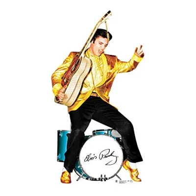 Image of Star Cutouts SC578 Official Cardboard Cutout of Elvis Presley Gold and Drums