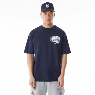 Image of Baseball Oversized T Shirt New York Yankees Navy Whitete