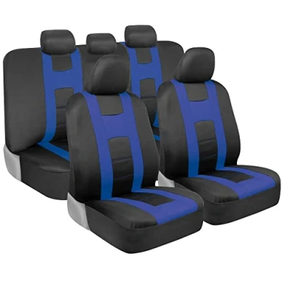 Image of BDK carXS Seat Covers for Cars, Blue Two Tone with Matching Back Cover, Made to Fit Most Auto Truck Van SUV, Interior Car Accessories, Full Set