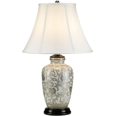 Image of Silverthistle 1 Light Table Lamp White, Silver Finish, E27