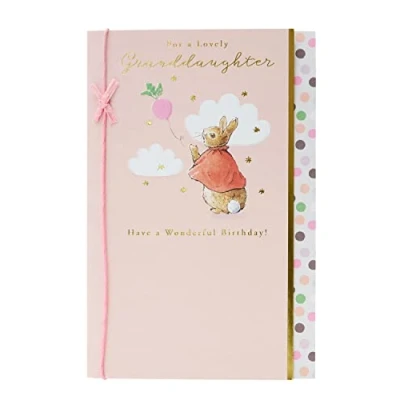 Image of UK Greetings Peter Rabbit Birthday Card for Granddaughter Cute Pink Design