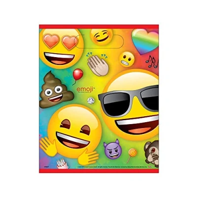 Image of Vibrant Rainbow Fun Emoji Loot Bags (17cm x 27cm) Perfect for Kids Parties &amp; Celebrations 8ct
