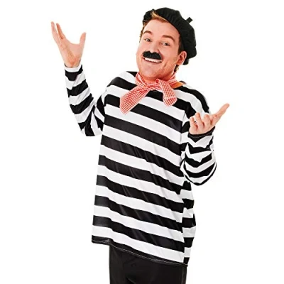 Image of Bristol Novelty DS015 French Man Set Pack of 1 Adult Frenchman, Black, red, White, One Size