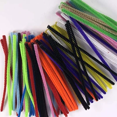 Image of Coloured Pipe cleaners 100 Pack Chenille stems Assorted Colours Including Black Pipecleaners Green Red &amp; Yellow Furry Craft