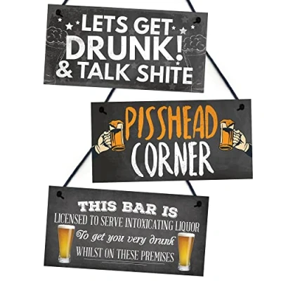 Image of Red Ocean 3 Pieces Funny Home Bar Accessories For Pub, Novelty Beer Gifts, Hanging Decor Signs, Outdoor Signs Garden Bar, Man Cave Alcohol