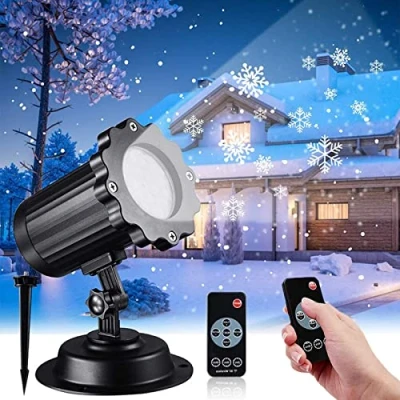 Image of AAOTE Snowflake Christmas Projector Lights, Outdoor Waterproof Lights Snowfall LED Halloween Xmas New Year Holiday Party Decoration Projection with Wireless Remote