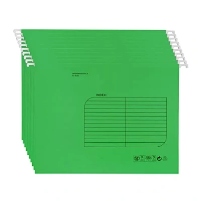 Image of A4 Suspension Files,25PCS Hanging Filing Folders with Tab and Card Inserts,Filing Cabinet for Office School Home File Organization(Green)
