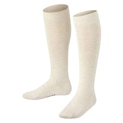 Image of FALKE Unisex Kids Family K KH Sustainable Cotton Long Plain 1 Pair Knee High Socks, Beige (Sand Melange 4650) new eco friendly, 3 5.5