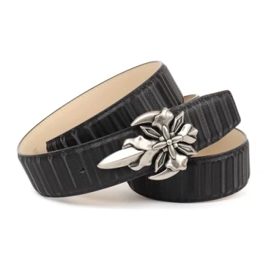 Image of Anthoni Crown Leather Belt, Black, 100 cm