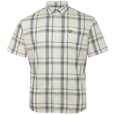 Image of Lyle &amp; Scott Check Short Sleeve Shirt, Men&#039;s, Size: Large, Chalk