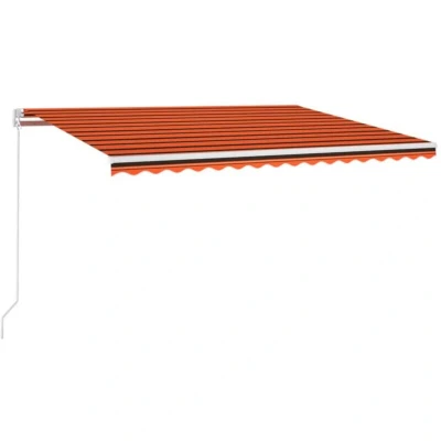 Image of Vidaxl Manual Retractable Awning with led 450x300 cm Orange and Brown