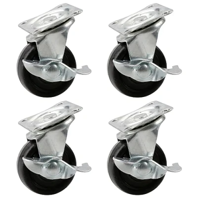 Image of 4Pcs Swivel Castor Wheels, GLADFRESIT 40mm Heavy Duty Trolley Furniture Caster with Brakes for Carts, Wheelchairs
