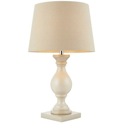 Image of Marsham Table Lamp Linen Effect, Ivory Painted Wood, E14