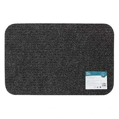 Image of JVL Delta Ribbed Lightweight Indoor Entrance Door Mat, Charcoal, 40 x 60 cm