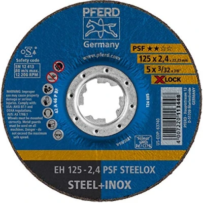 Image of PFERD Cutting Disc, 25 Pieces, 125 X 2.4 mm, Offset, Lock (22.23 mm), PSF Steelox, 61740125 for Quick and Comfortable Tool Change