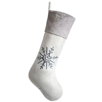 Image of SORRENTO Super Soft Short Plush White Color Christmas Stocking 10 x19(7 DAYS DELIVERY)