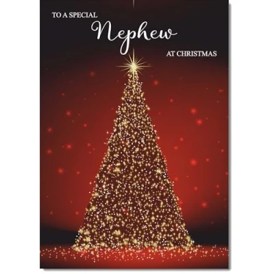 Image of doodlecards Nephew Christmas Card Red Tree Large A4 Size for with Plain Envelope