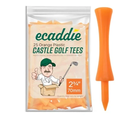Image of ECADDIE Orange 70mm Plastic Castle Graduated Golf Tees (25 Pack)