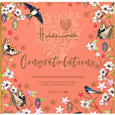 Image of Holdsworth Chocolates Occasions Collection Congratulations Box Filled with Handmade Truffles and Assorted Milk, Dark White 200g