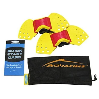 Image of TheraBand Aquafins Aquatic Exercise Kit for Water Resistance Training Upper/Lower Body, Pool Physical Therapy, Aerobics Equipment, 2 Fins, Mesh Bag, and Quick Start Instructions