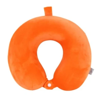 Image of REIFOR Travel Pillow Neck Memory Foam Cotton Removable Cover For Airplanes Travel(Orange)