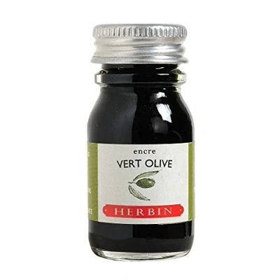 Image of Herbin 11536T 10ml bottle of ink for fountain pens and rollerball (product without packaging zero waste objective), Vert olive/Olive green