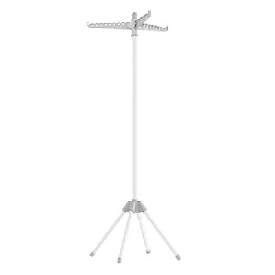 Image of SONGMICS Clothes Airer, Drying Rack with 3 Rotatable Arms for Hangers, 4 Leg Indoor Folding Laundry Rack, Stainless Steel, 27 Pieces of Clothes, 150 cm High, Grey and White LLR510G01