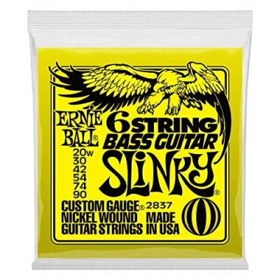 Image of Ernie ball Slinky 6 String w/small end 29 5/8 scale Bass Guitar Strings 20 90 Gauge