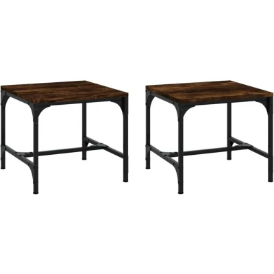 Image of vidaXL Side Tables 2 pcs Smoked Oak 40x40x35 cm Engineered Wood