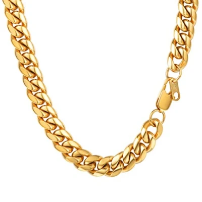 Image of PROSTEEL Neck Chains for Men Necklace 10mm 55CM Thick Chain Gold