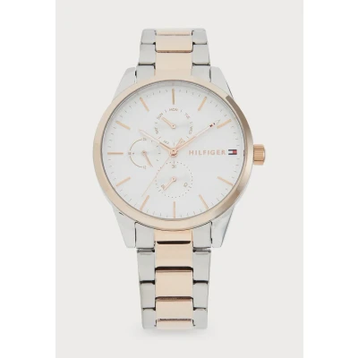 Image of Tommy Hilfiger Camille Watch silvercoloured/rosegold/white, Women&#039;s, Size: One Size, Silver/coloured/rosegold/white