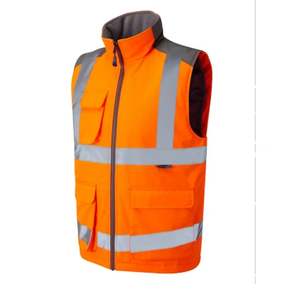 Image of Leo Workwear Torrington Hi Vis Warm Quilt Lining PU Coated Polyester Bodywarmer, 6X Large, Orange