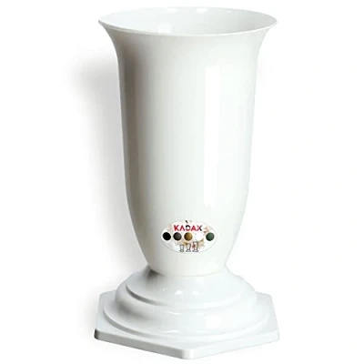 Image of KADAX Grave Vase, Plastic Memorial Weatherproof Flower Holder for Cemetery, Graveside Ornament Artificial Flowers (23 cm, White)