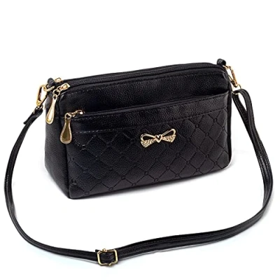 Image of FULEI Crossbody Bag for Women Small Soft PU Leather Ladies Handbags Black Shoulder Purse