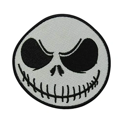 Image of Jack Skeleton Face Logo Embroidered Iron on Patch Sew Badge Applique for Clothes
