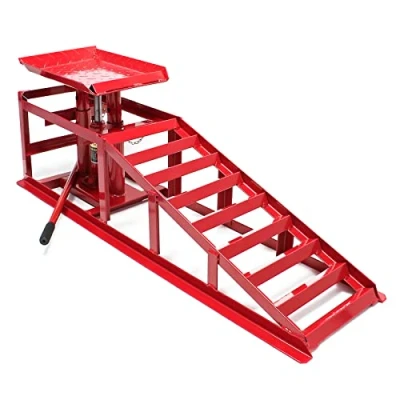 Image of WilTec Car service ramp with hydraulic jack 2000kg (4409lbs) height adjustable for tyre width up to 225mm
