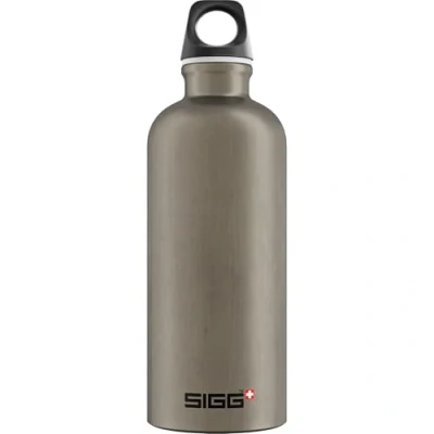 Image of SIGG Aluminium Water Bottle Traveller Smoked Pearl Climate Neutral Certified Suitable For Carbonated Beverages Leakproof Lightweight BPA Free 0.6 L