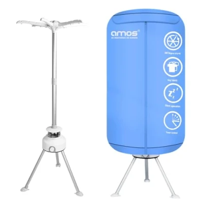 Image of AMOS Eezy Dry Pod Heated Electric Clothes Dryer 10KG Capacity 1000W Indoor &amp; Outdoor Folding Airer for Laundry Large Foldable Rack Fast Drying With Cover (Dry Pod)