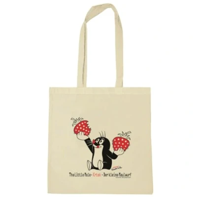 Image of Logoshirt® The little Mole I Strawberries Printed Tote Bag Shopping 100% Cotton Resuable With Long Handles natural Licensed Design